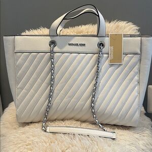 Michael Kors White Quilted Tote